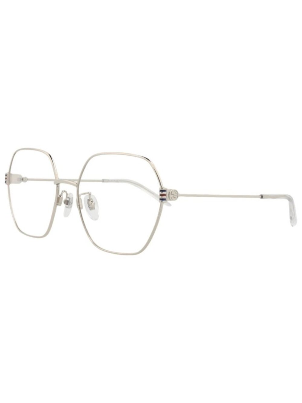 New Gucci Women's Eyeglasses Square Rectangle Metal Frame Silver Silver